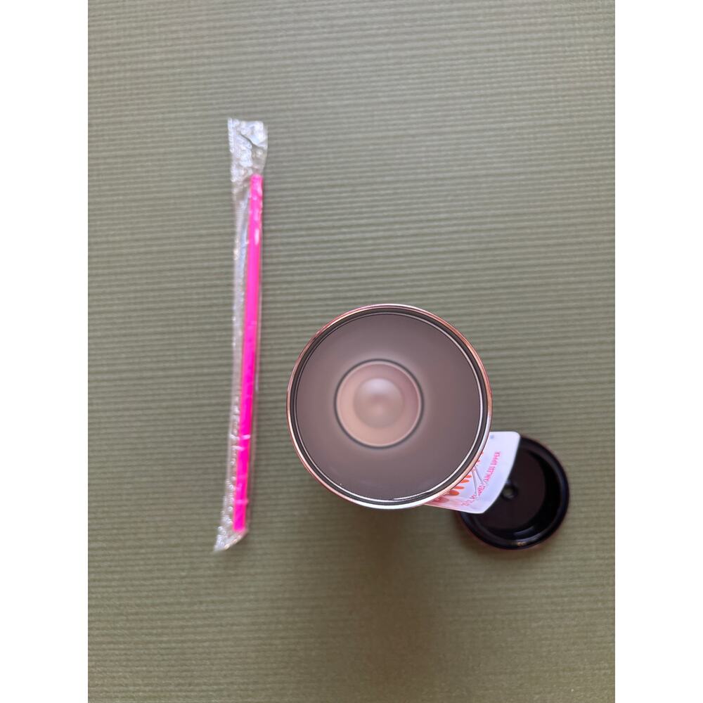 Dunkin' 20 oz Polished Stainless Sipper Tumbler Pink Ombre NWT with Straw - Picture 3 of 3
